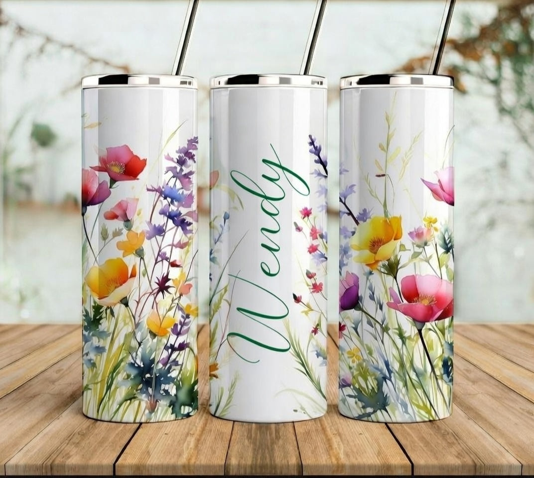 Cute Custom Name Tumbler – Floral Design